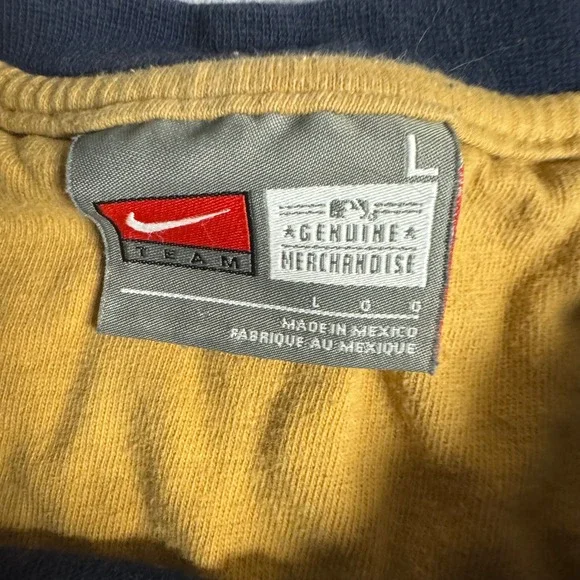 Vintage Nike Milwaukee Brewers MLB Baseball T-Shirt Mens Large Gold Logo - Picture 4 of 8